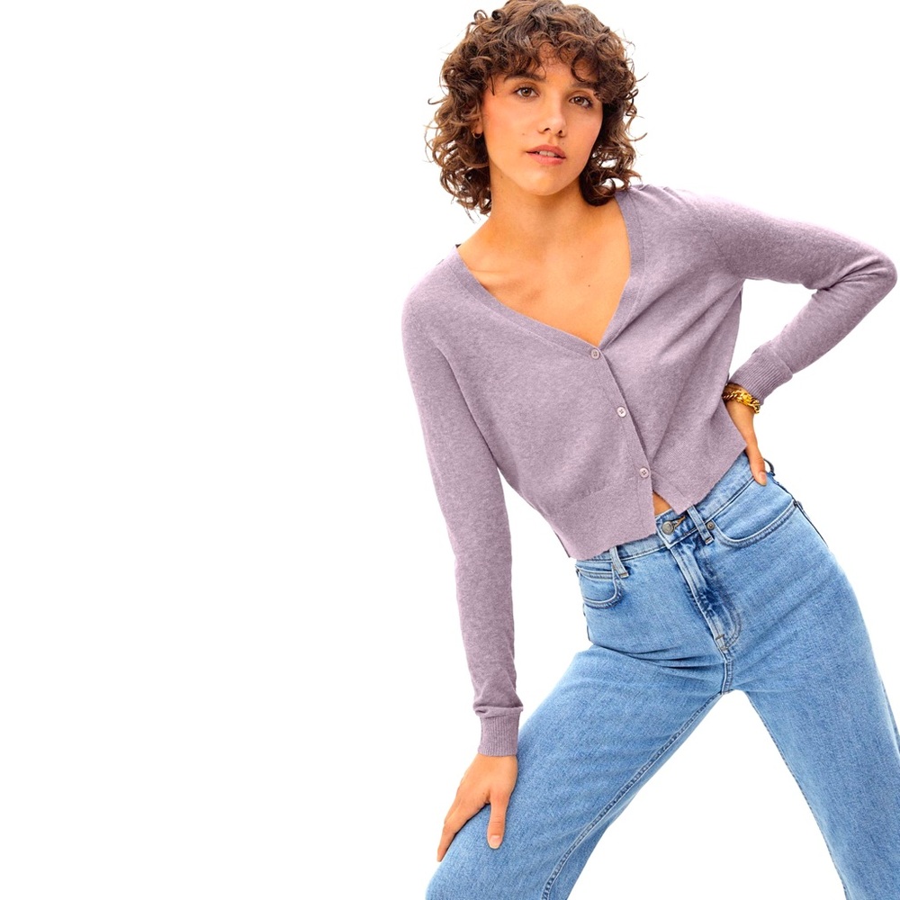 Everlane Featherweight Alpaca Cardigan in Dusty Lavender